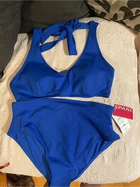 SPANX Royal Blue Tie-Back V-Neck Bikini Set